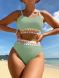 Split bikini swimsuit for women high waisted tight fitting sexy solid color women's swimsuit