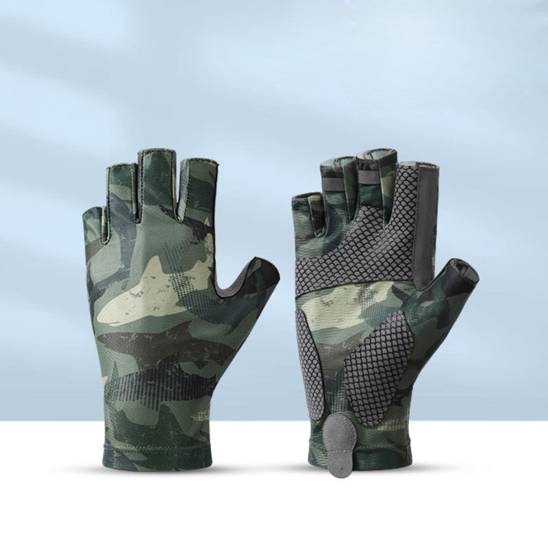 Fishing Half finger Road Asian Gloves Men and Women Ice Silk Sunscreen, Sweat Absorbent, Breathable, Anti slip, Anti stab Outdoo