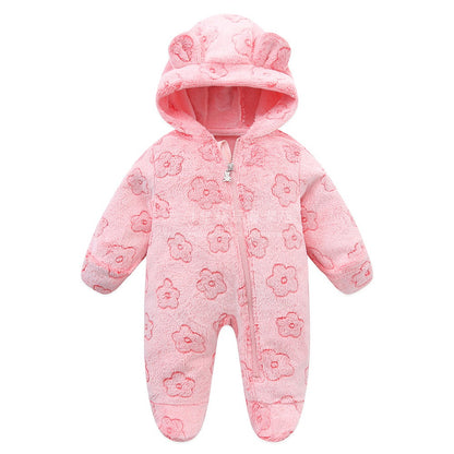 Baby cartoon hooded jumpsuit baby crawling suit