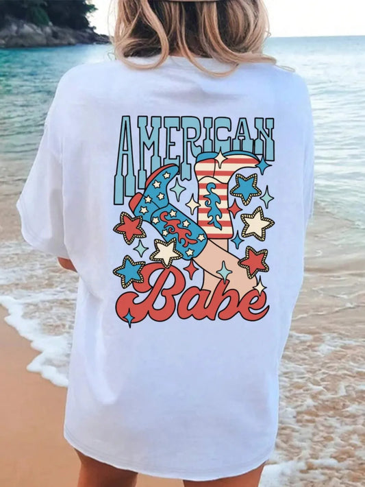 Letter graphic T-shirt women's street sports short sleeved fashion summer T-shirt clothing