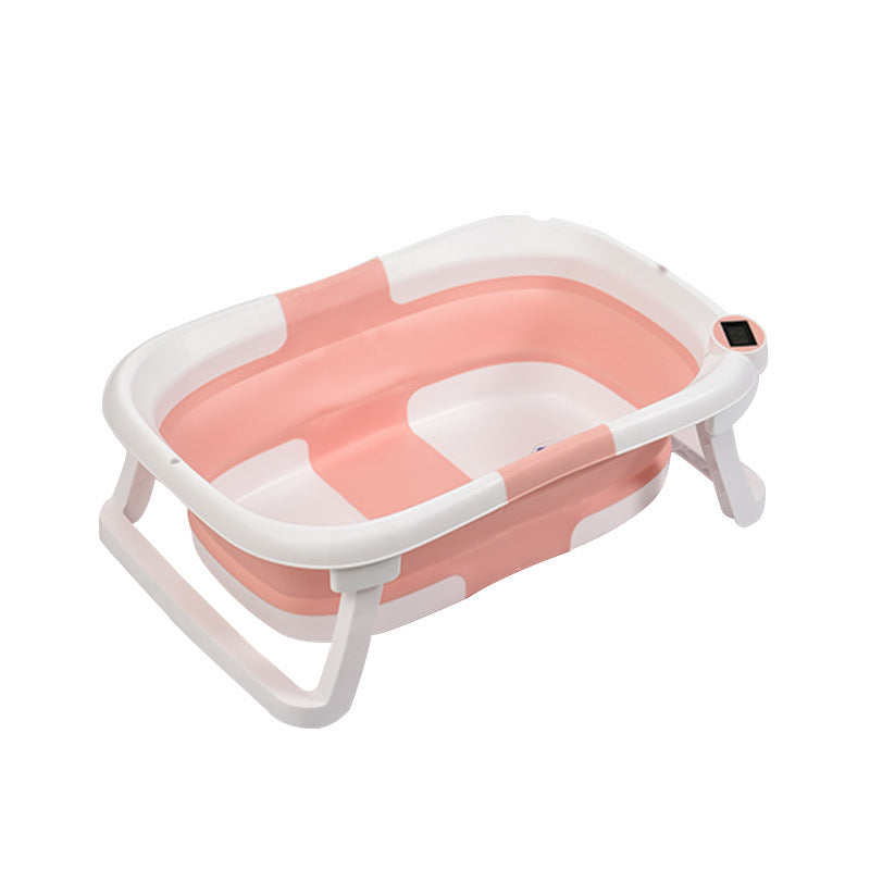 Children's lying Bathtub Portable Folding Plastic Household Newborn Baby care Small size baby tubs three fold bathtub with temperature display