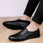 Men's bean shoes, genuine leather, fashionable, trendy, casual, youth flat bottom, low top lazy shoes