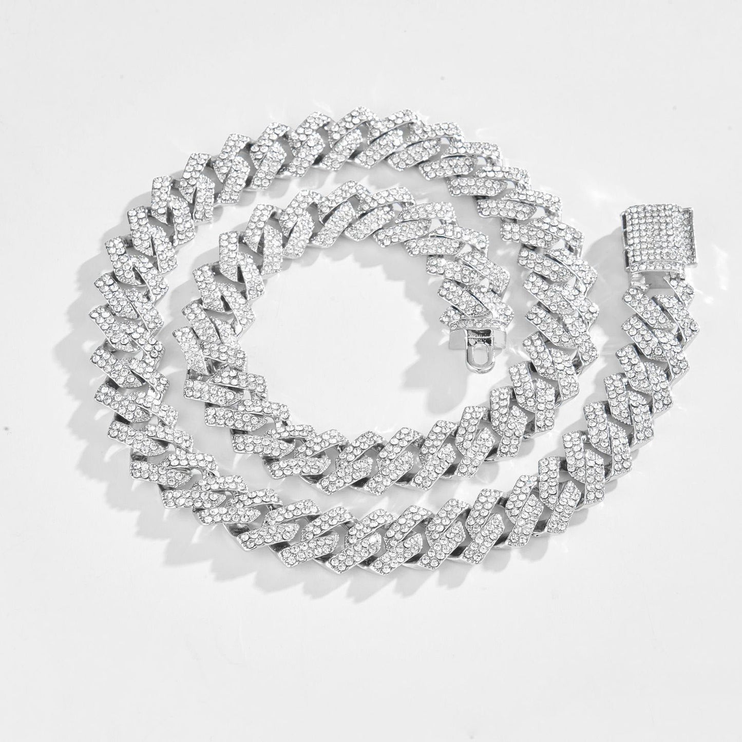 Diamond Full Diamond Cuban Chain Hip Hop Necklace Men's 15mm Wide Men's Accessories