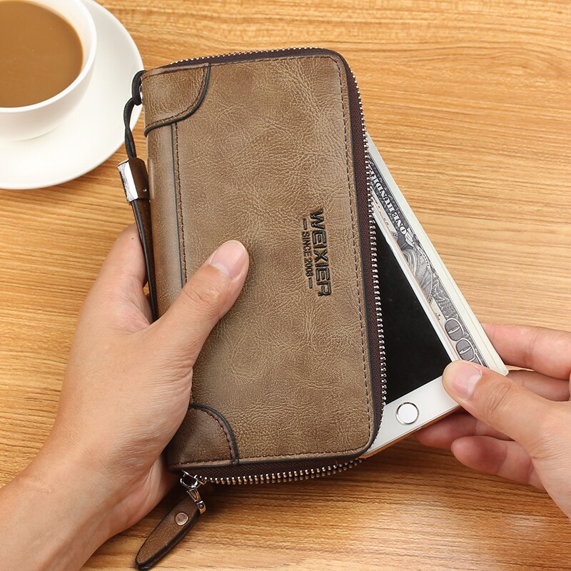 New Arrival Men Wallets pu Leather Long Clutch Zipper Wallets for Business Men Clutch Large Capacity High Quality Wallet