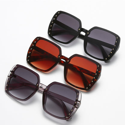 New Large Square Sunglasses Women Rivet Sunglasses Men Ins Style  Street Shooting Glasses