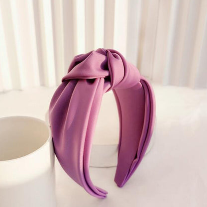 New Fashion Women Headband Adult Wide Side Solid Color Hairband Center Knot Turban Casual Hair Accessories Wholesale