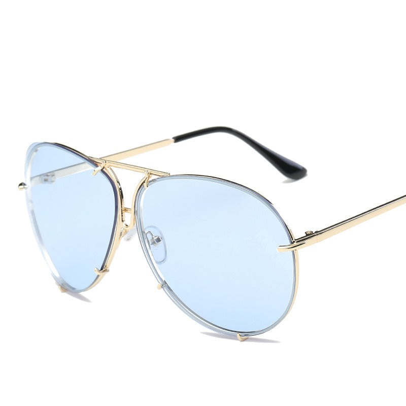 New Ocean Sunglasses Fashion Retro Glasses for Men and Women Couples European and American Large Frame Sunglasses