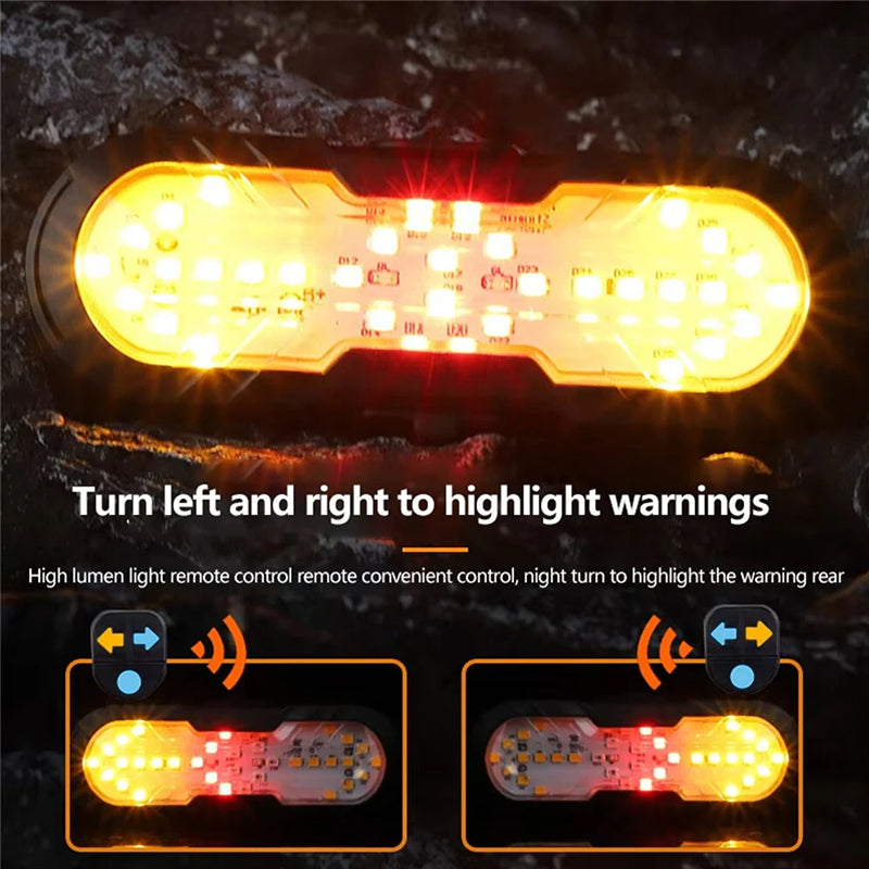 Wireless Remote Bike Tail Light with Turn Signal & Horn, USB-C Rechargeable Safety Warning Light