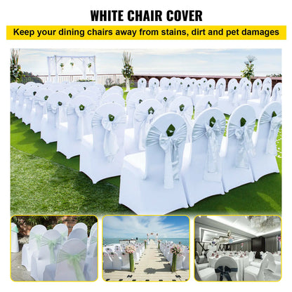 SucceBuy 12/30/50/100Pcs Wedding Chair Cover Spandex Stretch Slipcover for Restaurant Banquet Dining Party White Chair Cover