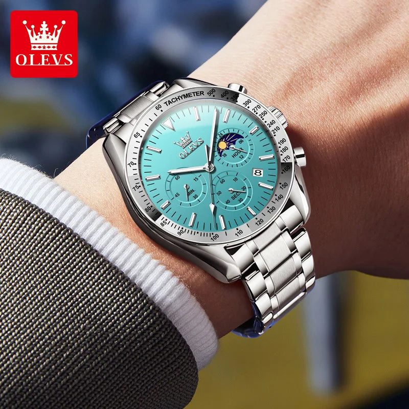 OLEVS 3618 Luxury Golden Stainless Steel Strap Watch for Men's Quartz Movement Male Wrist Clock Business Luminous Hands Function