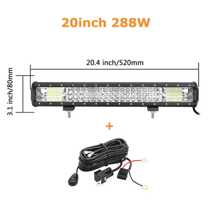 7D 20'' 23'' 45'' 216w 252w 288w 324w LED Light Bar Offroad Driving Lights Combo Work Light Bar 12v 24v Truck SUV ATV 4WD 4x4