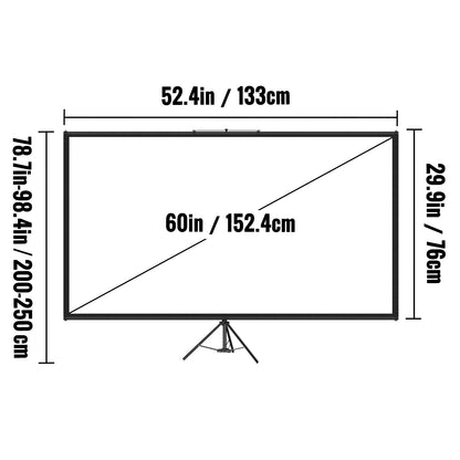 SucceBuy 60 70 80 90 100 110 in Tripod Projector Screen W/ Stand 16:9 4K HD Portable Home Cinema for Indoor & Outdoor Projection