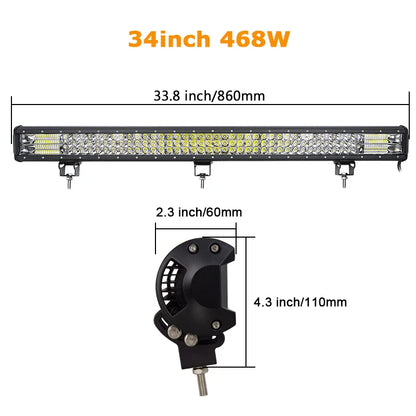 7D 20'' 23'' 45'' 216w 252w 288w 324w LED Light Bar Offroad Driving Lights Combo Work Light Bar 12v 24v Truck SUV ATV 4WD 4x4