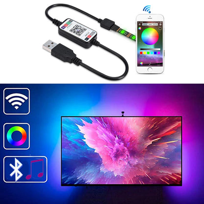 5V USB 5050 RGB LED Strip Light Bluetooth APP Remote LED Lights Strip Music Sync Sound Sensor RGB Tape Ribbon 30Led/m 0.5-5m Kit