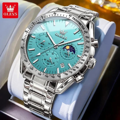 OLEVS 3618 Luxury Golden Stainless Steel Strap Watch for Men's Quartz Movement Male Wrist Clock Business Luminous Hands Function