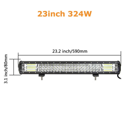 7D 20'' 23'' 45'' 216w 252w 288w 324w LED Light Bar Offroad Driving Lights Combo Work Light Bar 12v 24v Truck SUV ATV 4WD 4x4