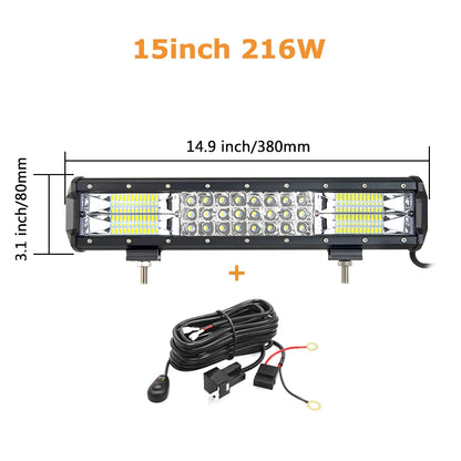 7D 20'' 23'' 45'' 216w 252w 288w 324w LED Light Bar Offroad Driving Lights Combo Work Light Bar 12v 24v Truck SUV ATV 4WD 4x4
