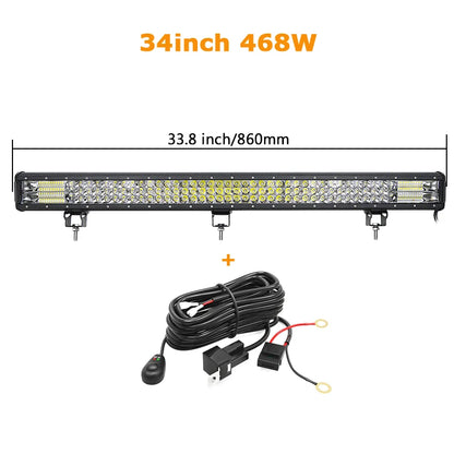 7D 20'' 23'' 45'' 216w 252w 288w 324w LED Light Bar Offroad Driving Lights Combo Work Light Bar 12v 24v Truck SUV ATV 4WD 4x4