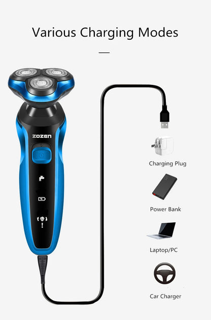 ZOZEN Electric Razor Electric Shaver Body Hair Cutting Shaving Machine for Men Women Clipper Rotary Beard Trimmer Waterproof