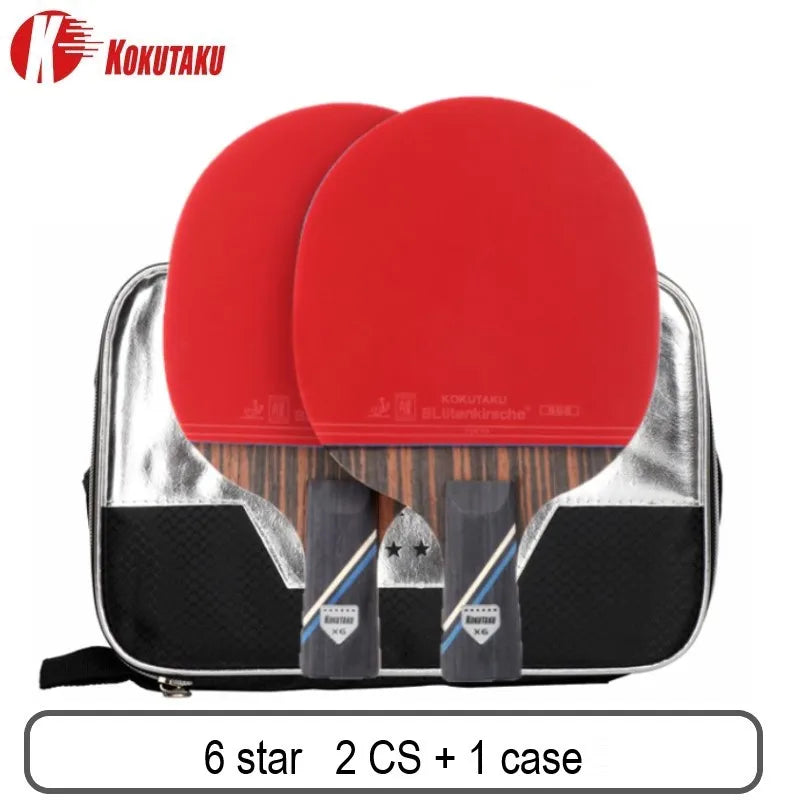 KOKUTAKU ITTF professional 4/5/6 Star ping pong racket Carbon table tennis racket bat paddle set pimples in rubber with bag