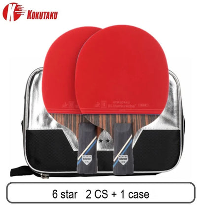 KOKUTAKU ITTF professional 4/5/6 Star ping pong racket Carbon table tennis racket bat paddle set pimples in rubber with bag