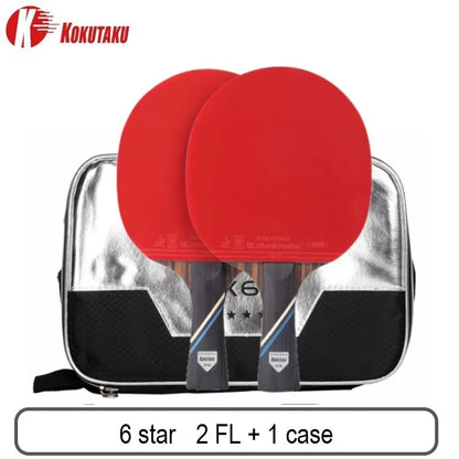 KOKUTAKU ITTF professional 4/5/6 Star ping pong racket Carbon table tennis racket bat paddle set pimples in rubber with bag