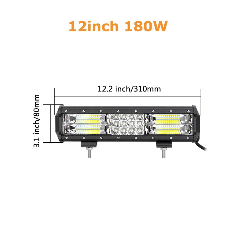 7D 20'' 23'' 45'' 216w 252w 288w 324w LED Light Bar Offroad Driving Lights Combo Work Light Bar 12v 24v Truck SUV ATV 4WD 4x4