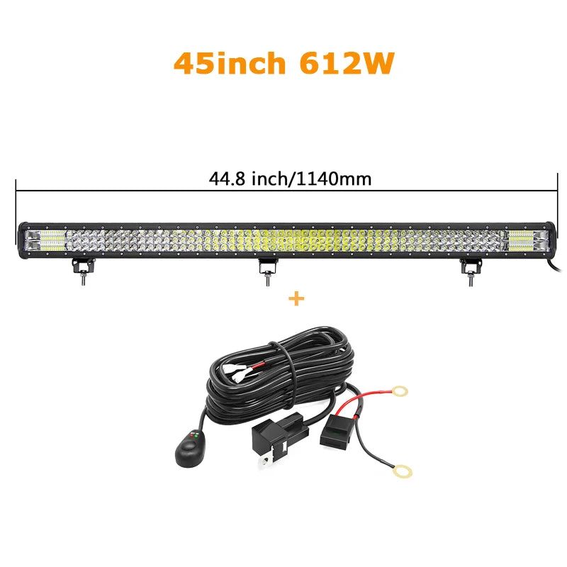 7D 20'' 23'' 45'' 216w 252w 288w 324w LED Light Bar Offroad Driving Lights Combo Work Light Bar 12v 24v Truck SUV ATV 4WD 4x4