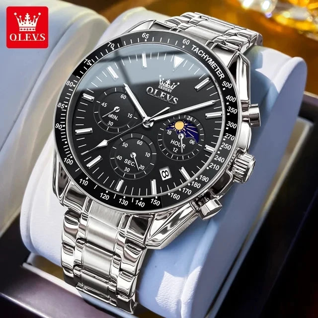 OLEVS 3618 Luxury Golden Stainless Steel Strap Watch for Men's Quartz Movement Male Wrist Clock Business Luminous Hands Function