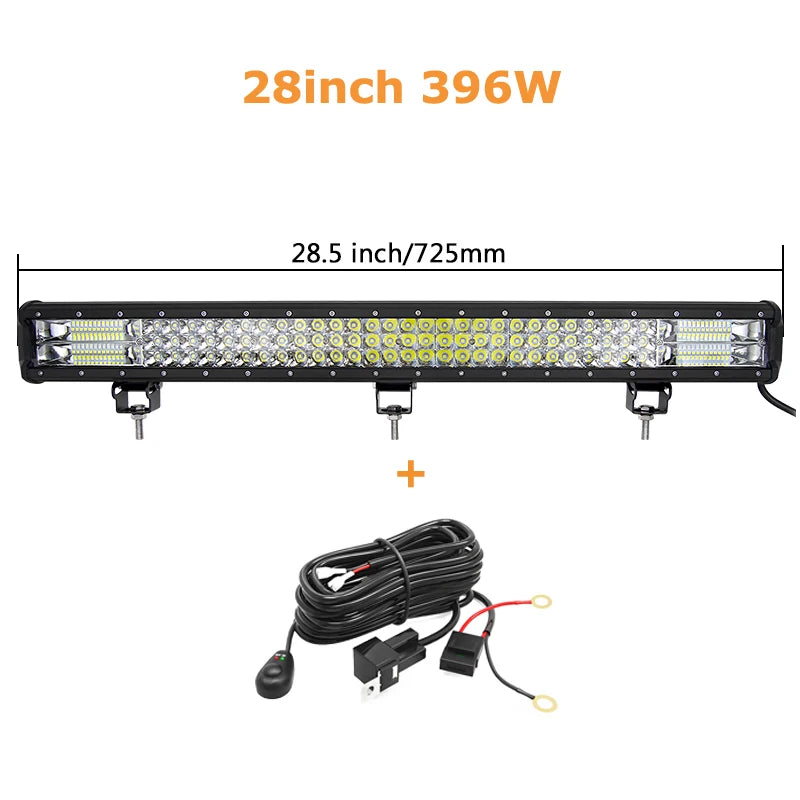 7D 20'' 23'' 45'' 216w 252w 288w 324w LED Light Bar Offroad Driving Lights Combo Work Light Bar 12v 24v Truck SUV ATV 4WD 4x4