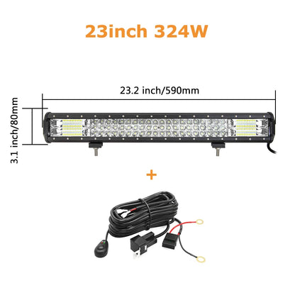 7D 20'' 23'' 45'' 216w 252w 288w 324w LED Light Bar Offroad Driving Lights Combo Work Light Bar 12v 24v Truck SUV ATV 4WD 4x4