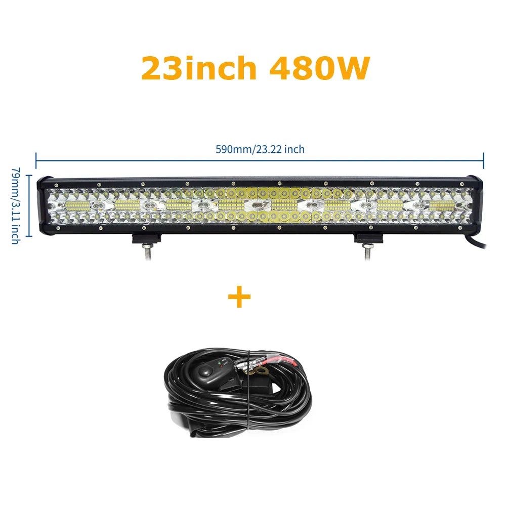 4-23 inch Off Road LED Light Bar 12V 24V 8D Combo Led Bar/Work Lights for Car Jeep Truck Suv 4x4 Atv Boat Lightbar Headlight