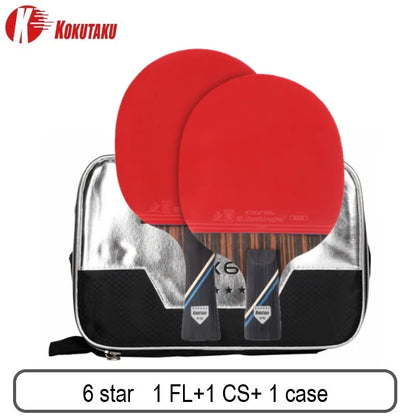 KOKUTAKU ITTF professional 4/5/6 Star ping pong racket Carbon table tennis racket bat paddle set pimples in rubber with bag