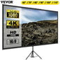 SucceBuy 60 70 80 90 100 110 in Tripod Projector Screen W/ Stand 16:9 4K HD Portable Home Cinema for Indoor & Outdoor Projection