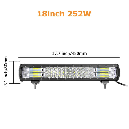 7D 20'' 23'' 45'' 216w 252w 288w 324w LED Light Bar Offroad Driving Lights Combo Work Light Bar 12v 24v Truck SUV ATV 4WD 4x4