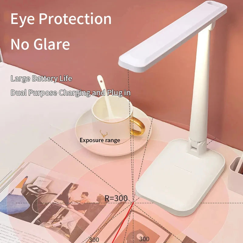 Led Table Lamp 3 Color Stepless Dimmable Touch Foldable USB Chargeable Desk Lamp Bedside Eye Protection Reading Night Light DC5V