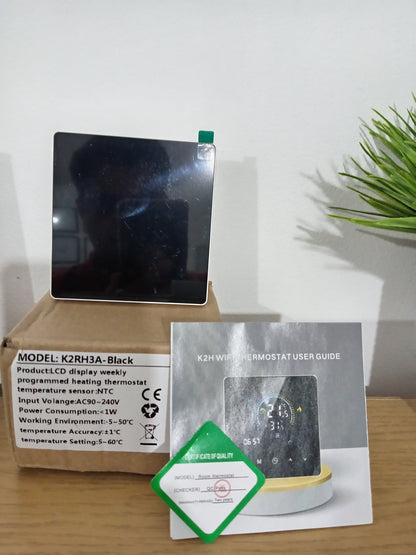 K2RH3A Black WiFi Smart Thermostat LCD Touch Screen Weekly Programmable Heating Controller NTC Sensor AC90-240V 3A 3500W