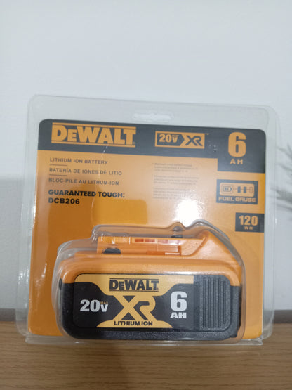 DEWALT DCB206 20V MAX XR 6.0Ah Lithium-Ion Battery 120Wh Fuel Gauge Cordless Power Tool Battery