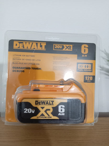 DEWALT DCB206 20V MAX XR 6.0Ah Lithium-Ion Battery 120Wh Fuel Gauge Cordless Power Tool Battery