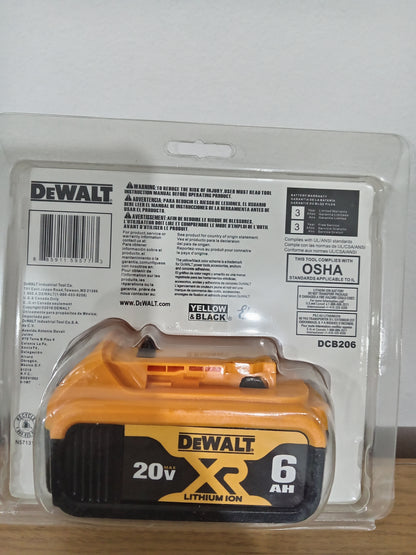 DEWALT DCB206 20V MAX XR 6.0Ah Lithium-Ion Battery 120Wh Fuel Gauge Cordless Power Tool Battery