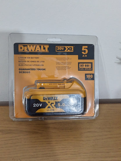 DEWALT DCB205 20V MAX XR 5.0Ah Lithium-Ion Battery 100Wh Fuel Gauge Cordless Power Tool Battery