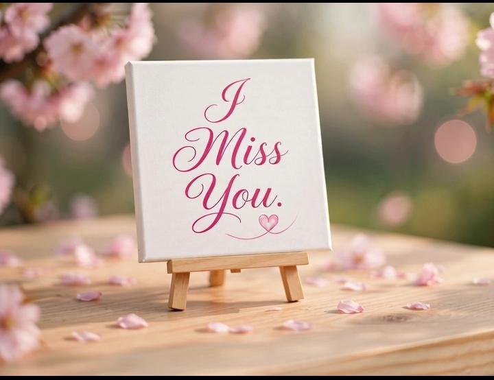 I Miss You Pink Mini Canvas with Wooden Easel – Thoughtful Love Gift & Keepsake