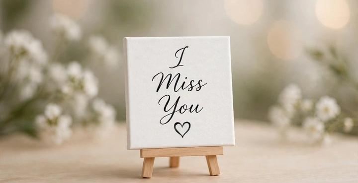 I Miss You Mini Canvas with Wooden Easel – Thoughtful Love Gift & Keepsake