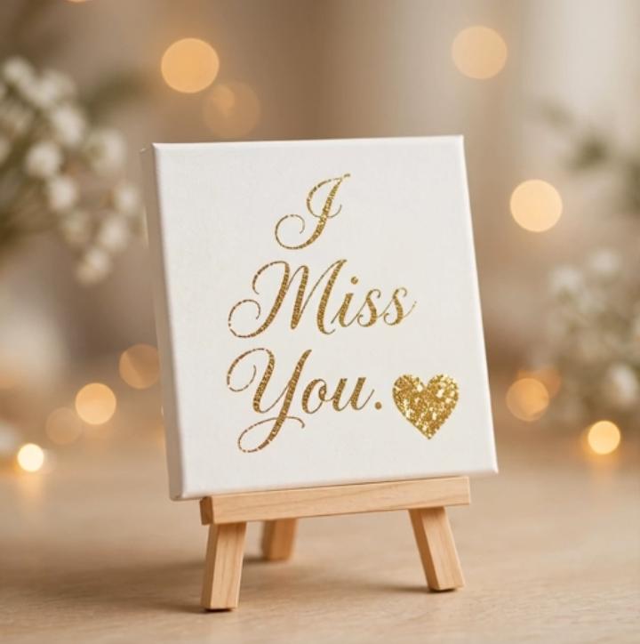 I Miss You Gold Mini Canvas with Wooden Easel – Thoughtful Keepsake Gift