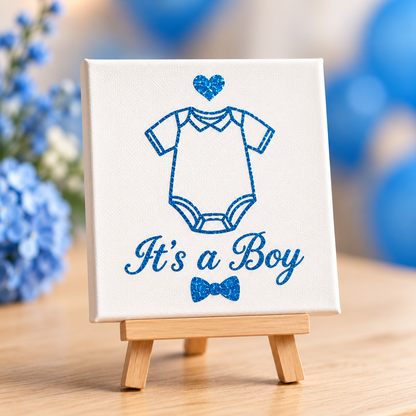 It’s a Boy Mini Canvas with Wooden Easel – Baby Shower, New Baby & Nursery Gift
