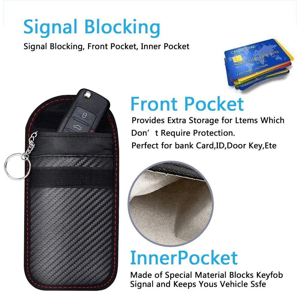 2-10PCS Faraday Bag Key Case Bag FOB Signal Blocker RFID Blocking Bag Double-Layer Shielding Key Credit Card Bags for Car Access