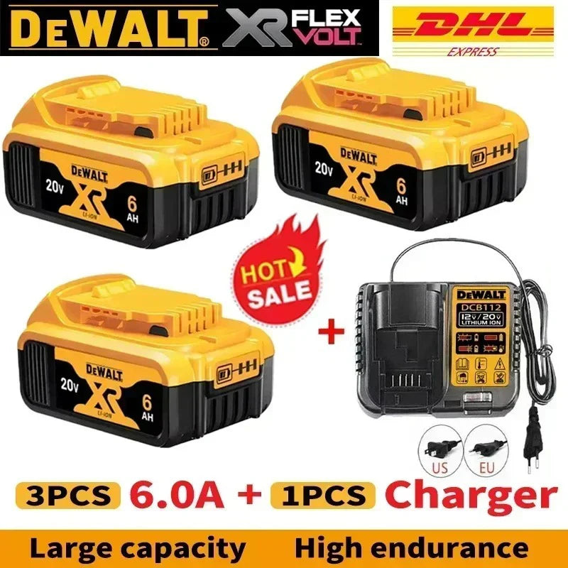 DeWALT 100% Original Battery 20V/60V 6Ah 9Ah MAX FlexVolt for DCB606 DCB205 DCB206 DCB209 DCB182 Power Tool with Charger