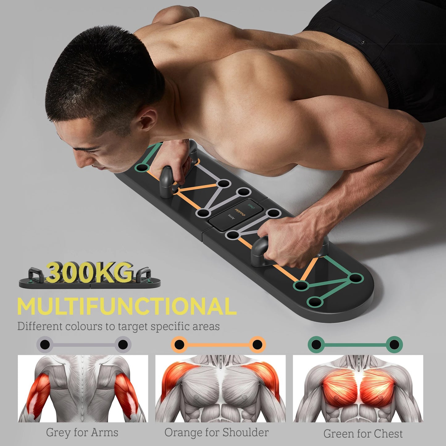 SPORTNOW Foldable Push Up Board, 11-in-1 Press Up Board, Portable Pushup Stand with Non-slip Pads for Arms