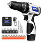 Cordless Drill Driver Kit with Battery,2 in 1 Electric Screwdriver Driver Tool Kit 45 N.m, Dual Speed 3/8 Inch Keyless Chuck