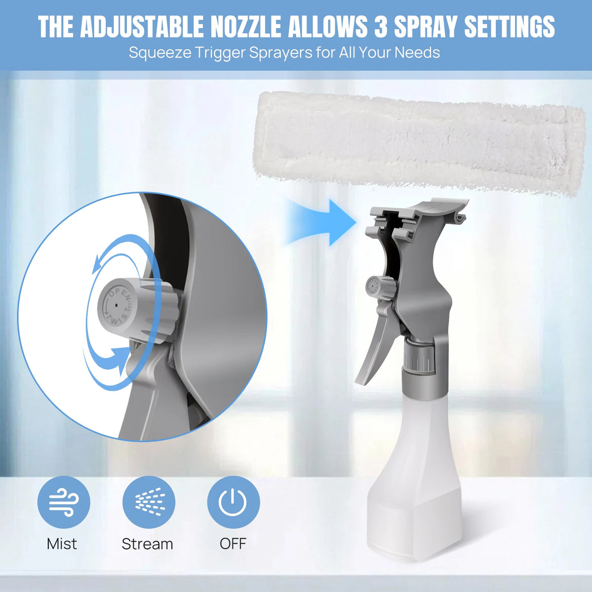 Cordless Window Vac with 2000pa, Efficiently Streak-Free Cleaning, Running Time: 50-60 Min, 3.8V Electric Window Vacuum Cleaner